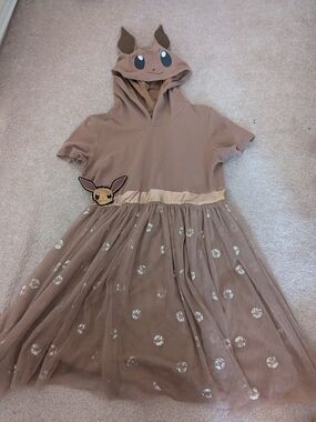 Pokemon Eevee Brown Hooded Tulle Dress